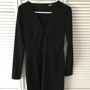 Misguided longsleeve black mini dress
